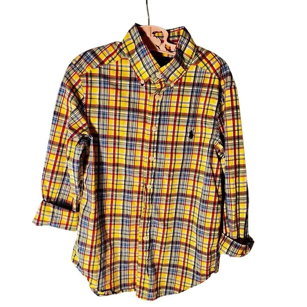 Ralph Lauren Boys Long Sleeve Plaid Button Down Shirt S/8